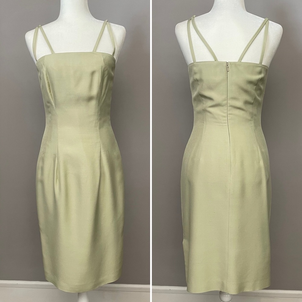Barry Bricken Pale Green 100% Silk Sleeveless Sheath Dress Size 4